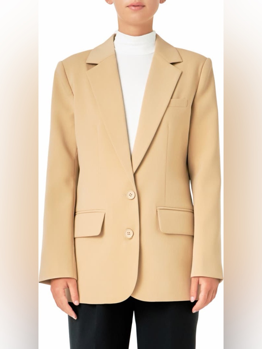 Nordstrom x Endless Rose Two Button Blazer Beige Size M Neutral Tailored Jacket